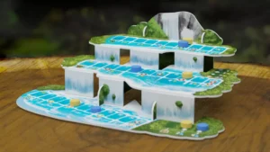Cascada del juego Vida en el Amazonas. Los juegos de mesa más cuquis y bonitos. 