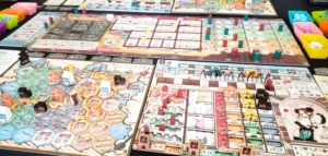 Despliegue en mesa del juego Sweet Lands. Los juegos de mesa más cuquis y bonitos.