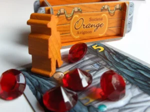 Meeple y gemas del juego Diamant