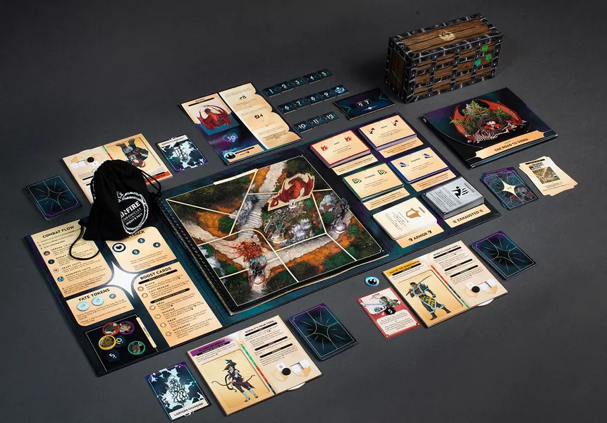 Componentes del juego Kinfire Chronicles
