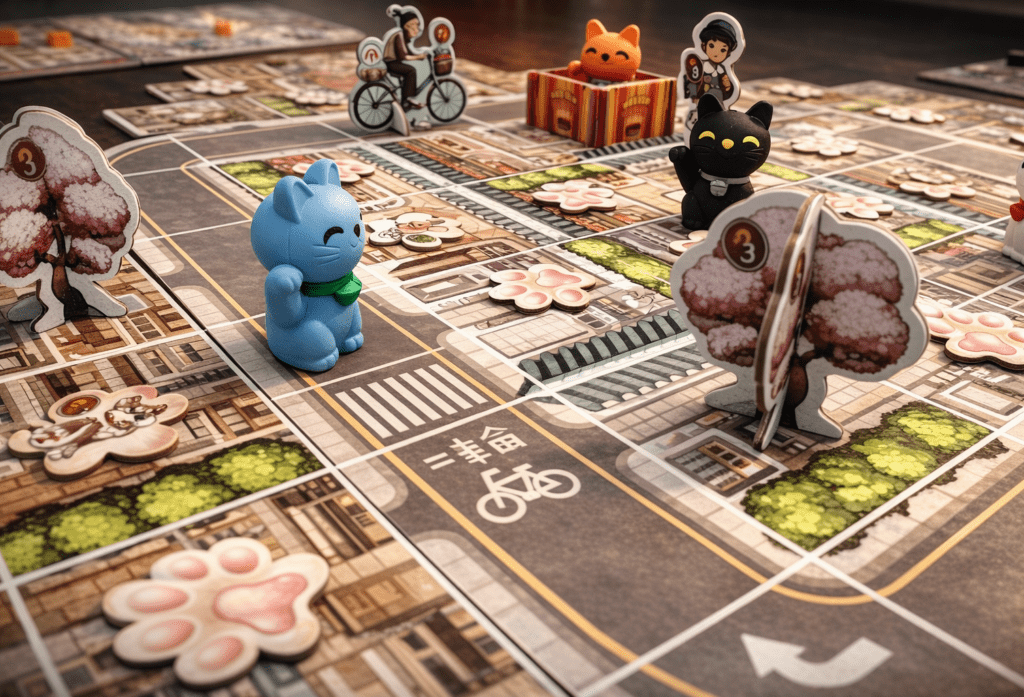 Detalle tablero en Kyoto no neko juego de mesa