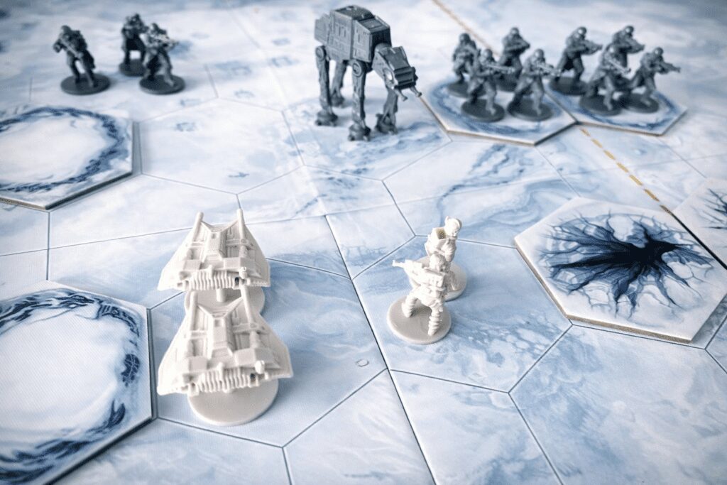Tablero con miniaturas en Star Wars: La batalla de Hoth juego de mesa