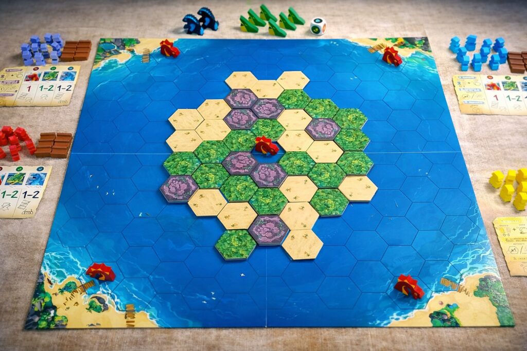 Preparación tablero de Survive the Island juego de mesa