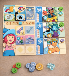 Tablero de jugador en Delivery Witches. Los juegos de mesa más cuquis y bonitos