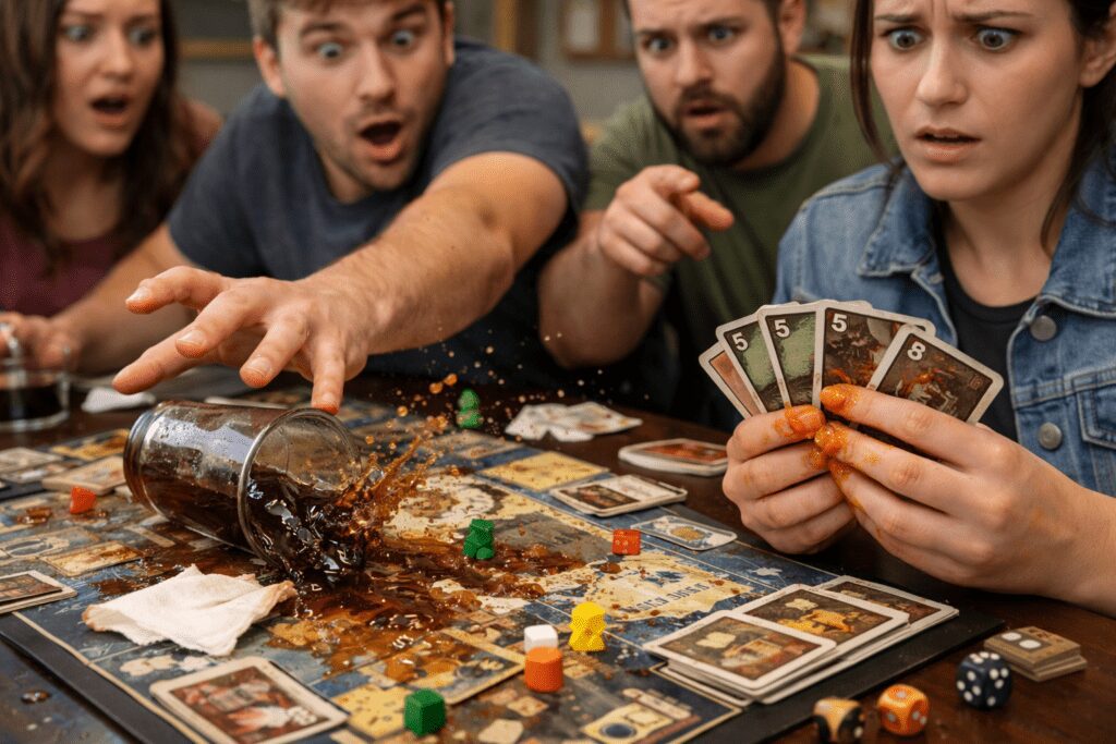Evita comer cerca de los juegos para mantener tus juegos de mesa en perfecto estado