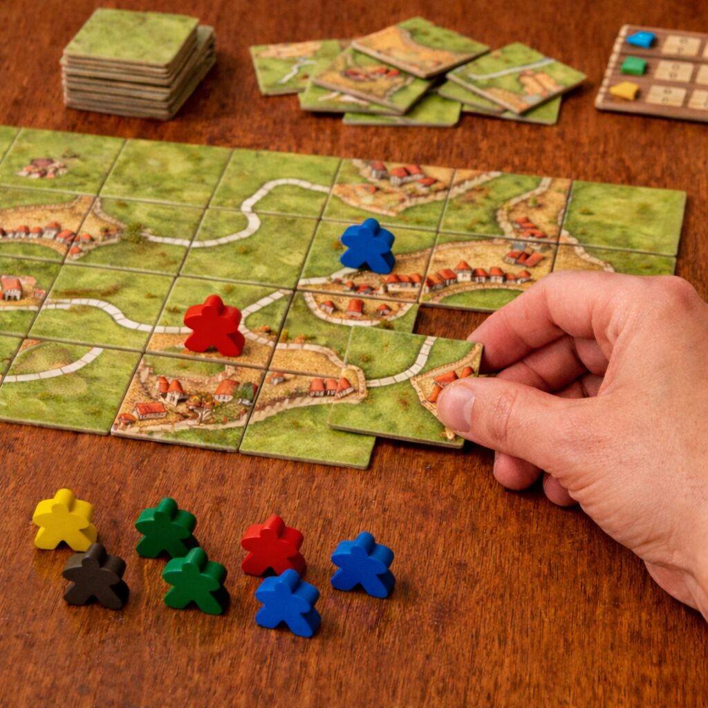 Cómo explicar juegos de mesa fácilmente. En la imagen el juego Carcassonne
