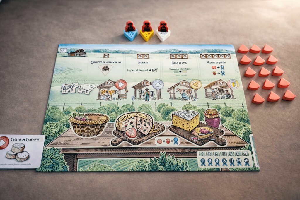 Preparación del tablero de jugador en Fromage juego de mesa