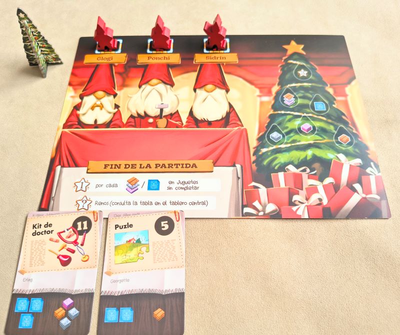 Preparación tablero jugador para el Taller de Papá Noel en modo estándar